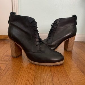 Madewell 1937 Black Lace Up Heel Ankle Booties